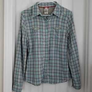 North face plaid button down blouse size M